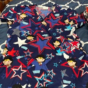Gently used Wonder women scrub top size M
